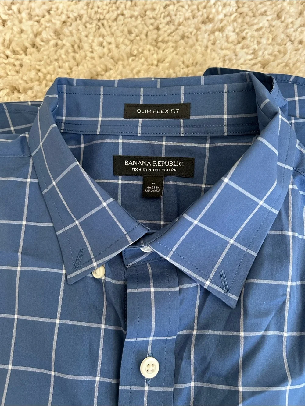 Banana Republic Blue Windowpane Slim Dress Shirt